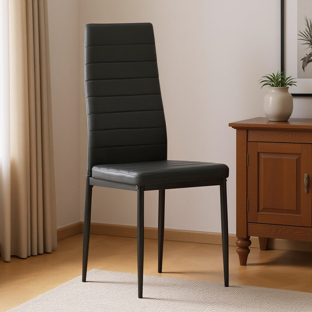 Dining Chair Set of 6 Leather Seat Black Kitchen Living Room Chair Bedroom Vanity Chair Desk Chair