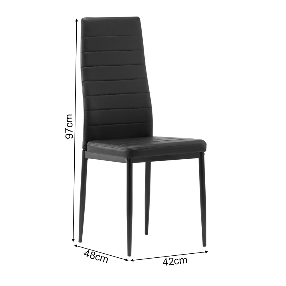 Dining Chair Set of 6 Leather Seat Black Kitchen Living Room Chair Bedroom Vanity Chair Desk Chair