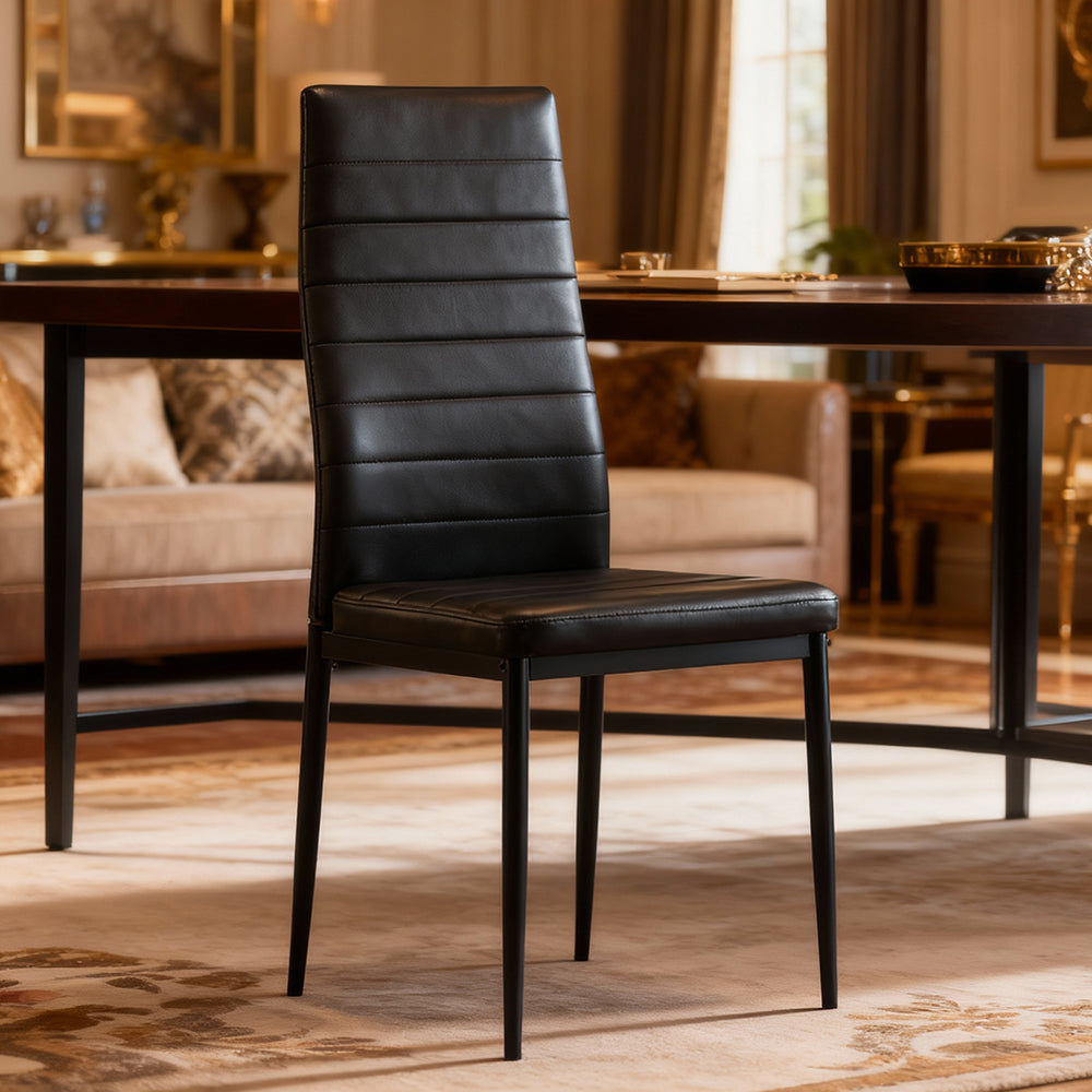 Dining Chair Set of 6 Leather Seat Black Kitchen Living Room Chair Bedroom Vanity Chair Desk Chair