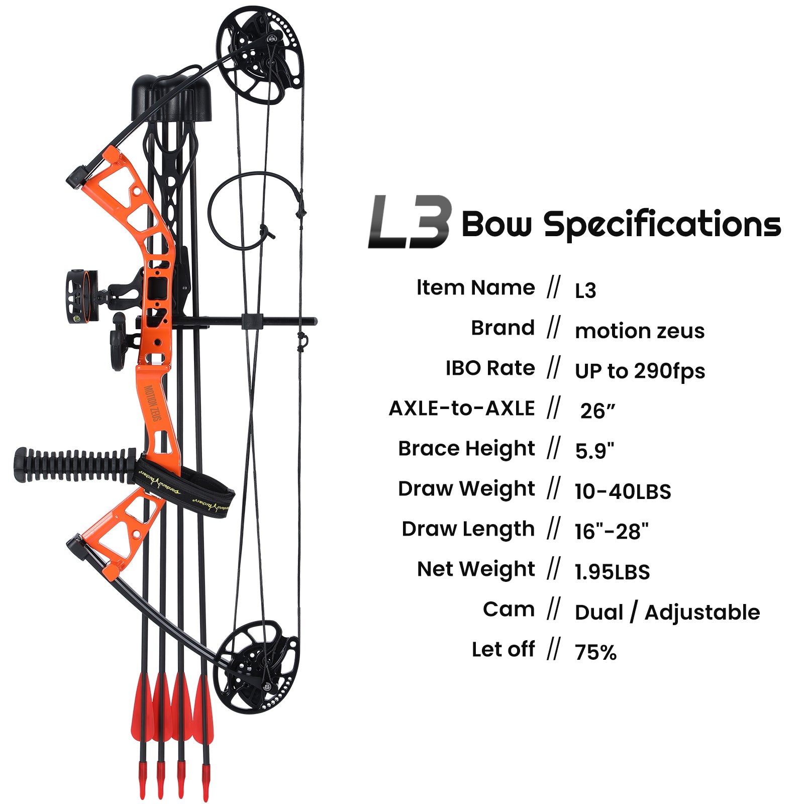 Youth Compound Bow And Arrow Set 10-40lbs For Kids, Women And Beginners, Draw Length 16"-28", 290fps, Fully Adjustable, Bow Only 1.95lbs, Lightweight Design
