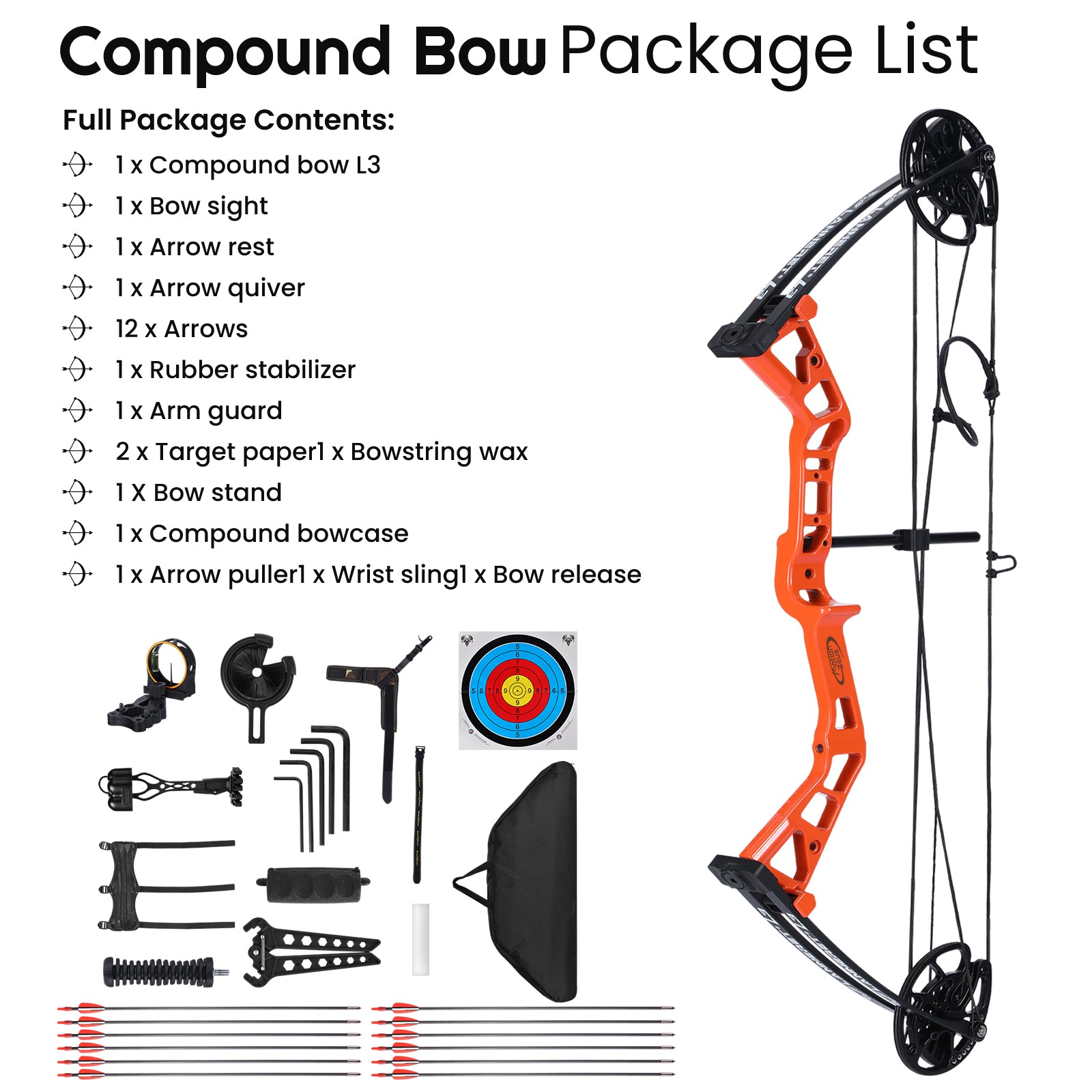 Youth Compound Bow And Arrow Set 10-40lbs For Kids, Women And Beginners, Draw Length 16"-28", 290fps, Fully Adjustable, Bow Only 1.95lbs, Lightweight Design