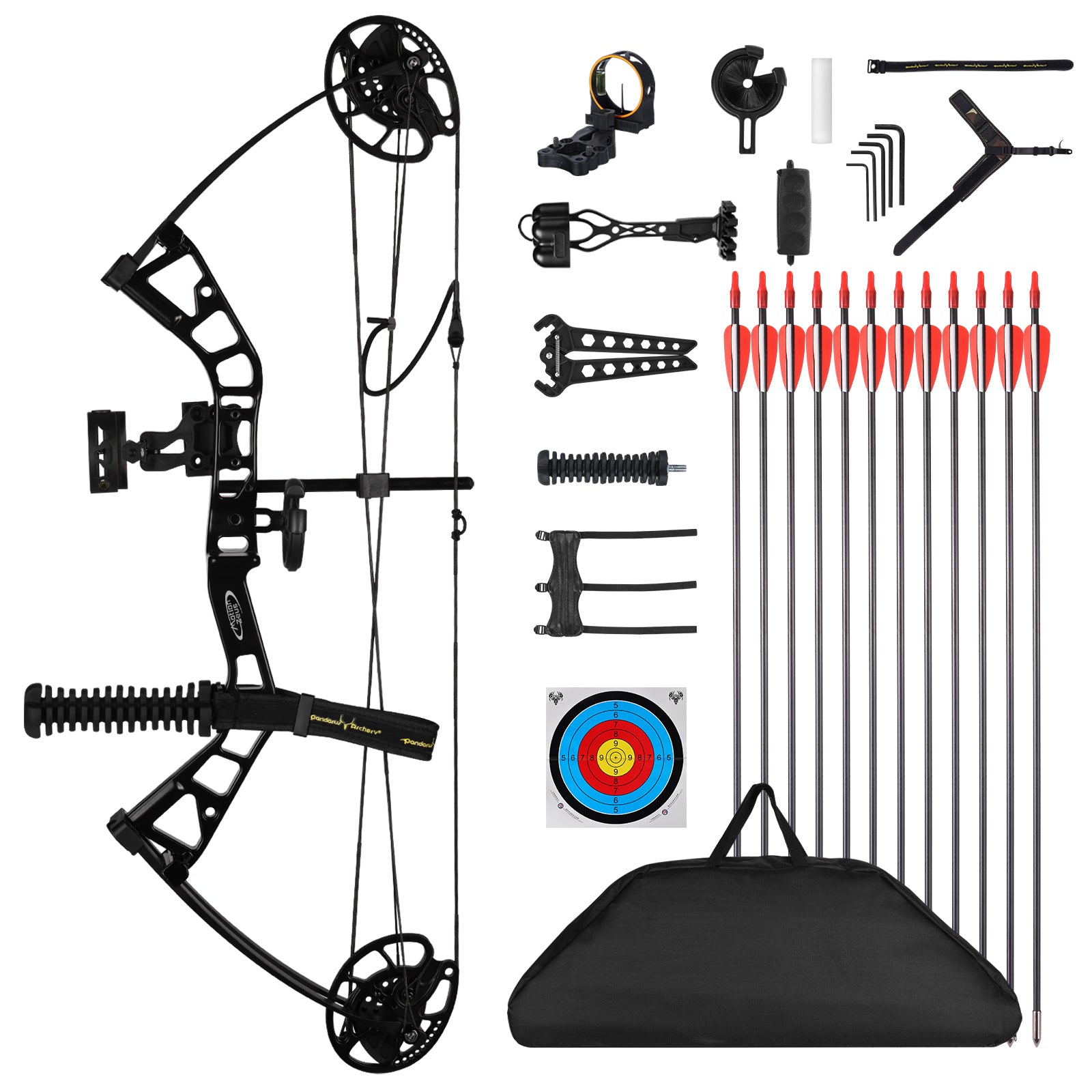 Youth Compound Bow And Arrow Set 10-40lbs For Kids, Women And Beginners, Draw Length 16"-28", 290fps, Fully Adjustable, Bow Only 1.95lbs, Lightweight Design