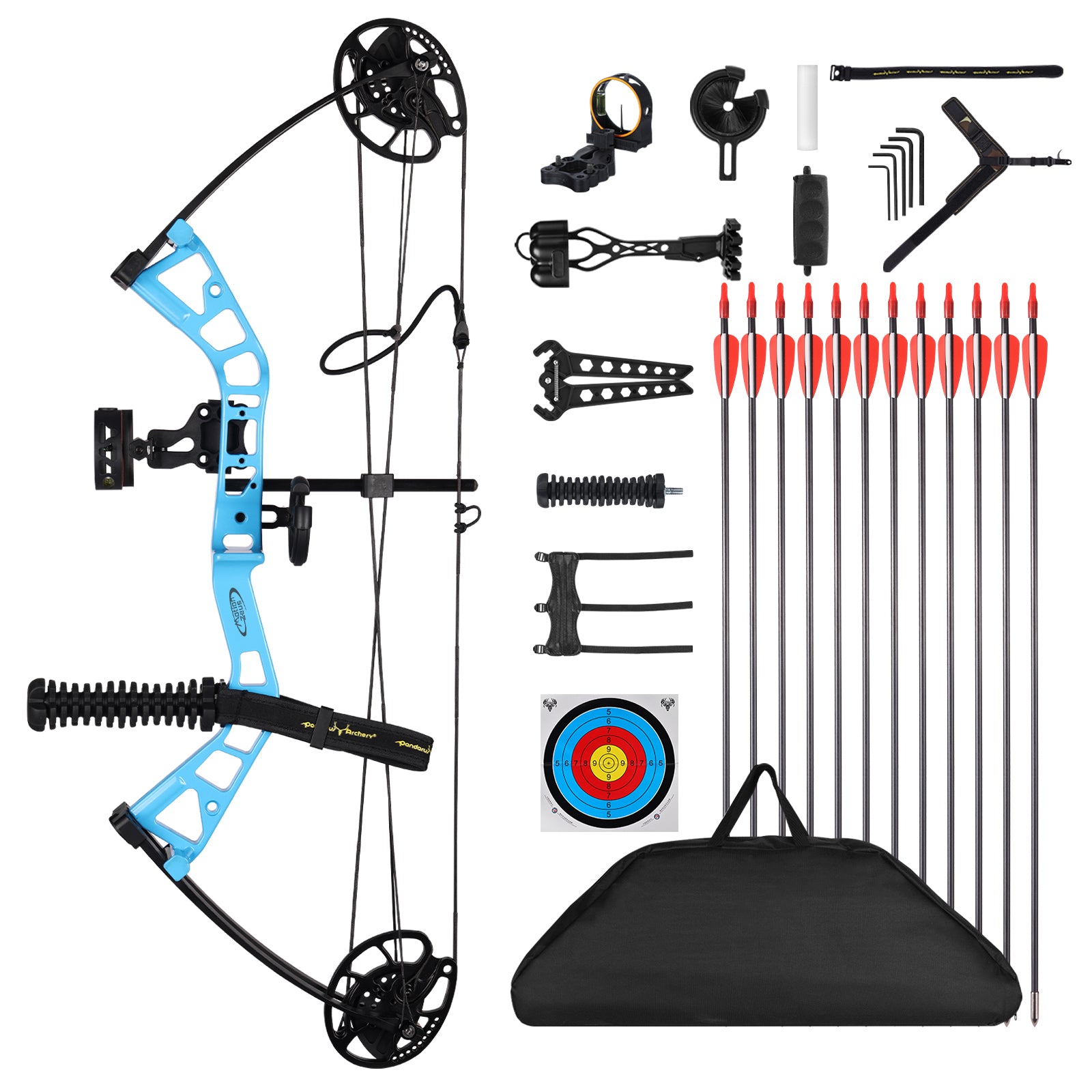 Youth Compound Bow And Arrow Set 10-40lbs For Kids, Women And Beginners, Draw Length 16"-28", 290fps, Fully Adjustable, Bow Only 1.95lbs, Lightweight Design