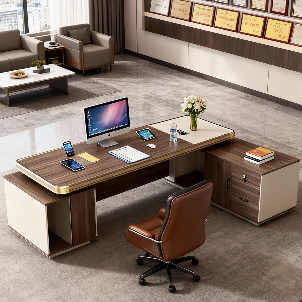 【President's Choice】2.8m Dominant Executive Desk, Solid Wood Big Boss Desk, Luxurious Office Desk for CEO and General Manager