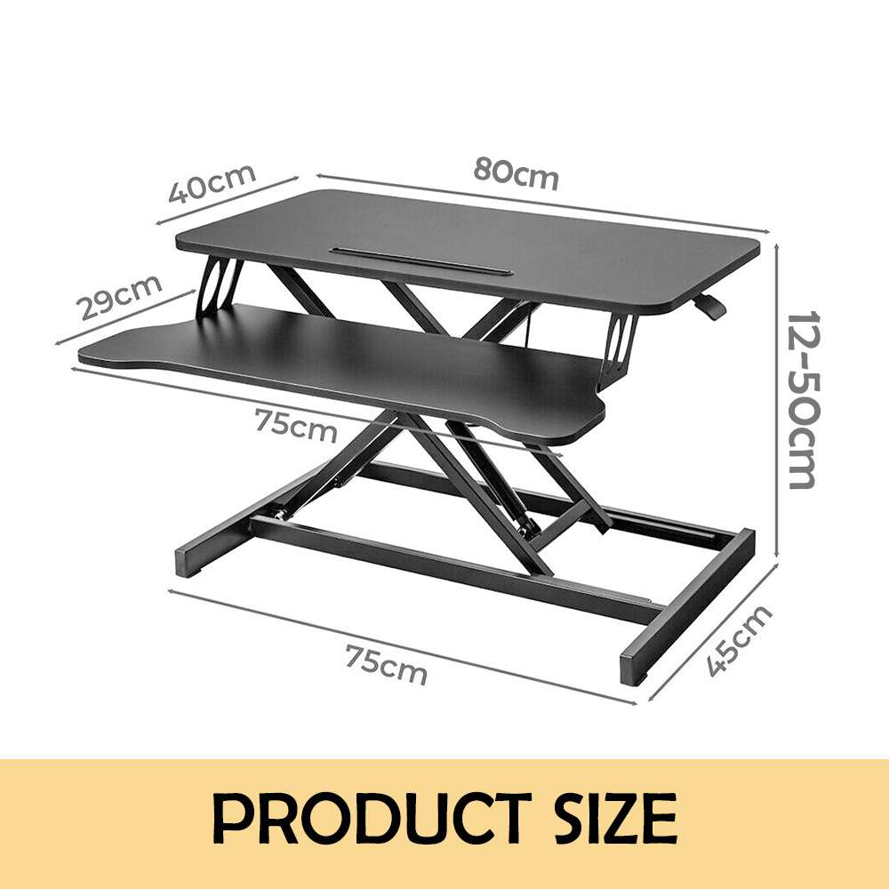 80*40CM Standing Desk Laptop Riser Height Adjustable Stand Up Sit Stand Computer Shelf