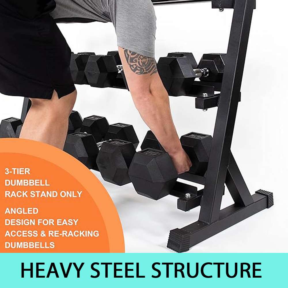 Heavy Duty Dumbbell Rack Storage Racking 3 Layers 9 Pair/ 6 Pair Home Gym Weight