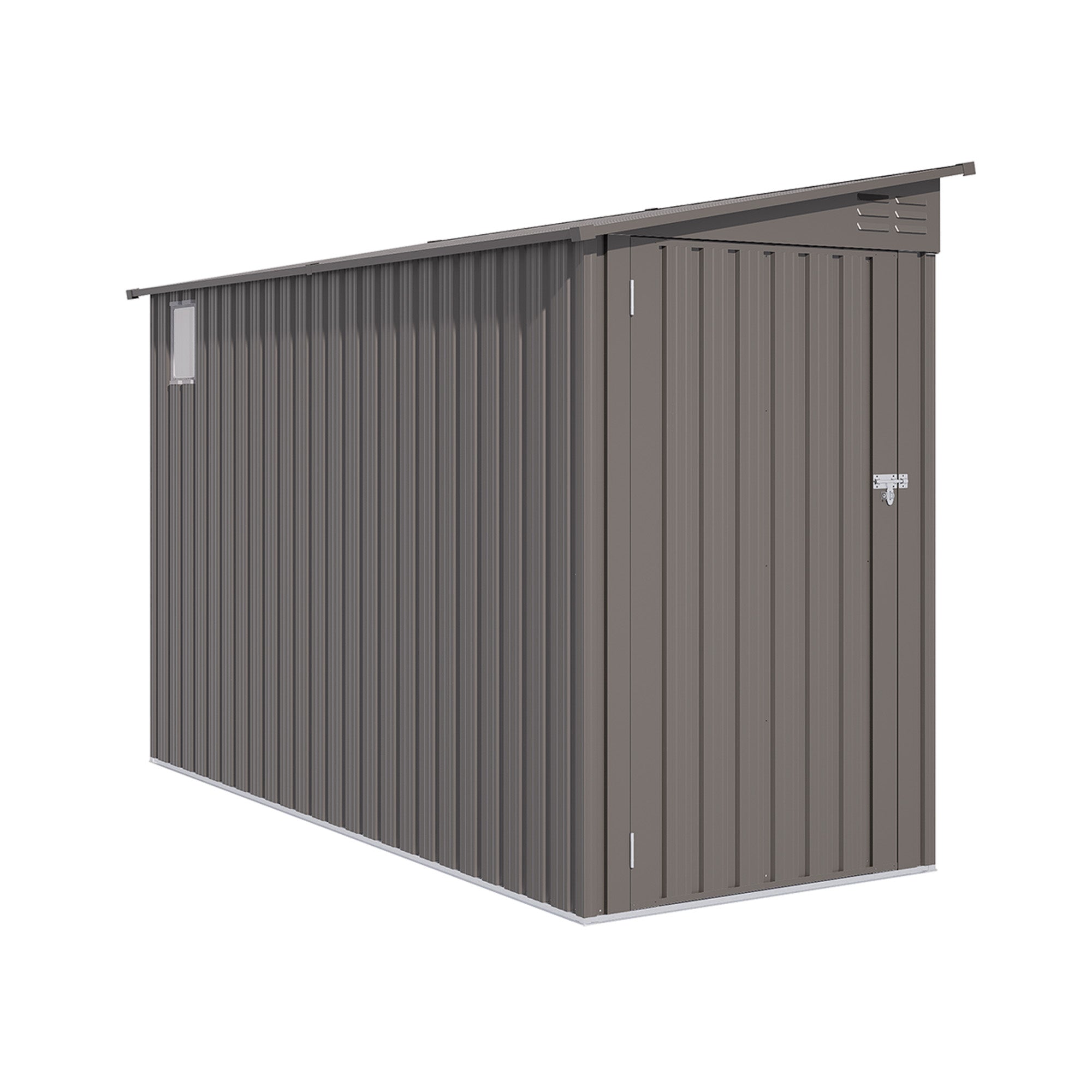 4 x 9 FT Outdoor Storage Shed, Metal Garden Shed Tool House with Sloping Roof,2 vents and 1 Side Open Door for Backyard, Garden,Patio, Garage, Lawn, Gray
