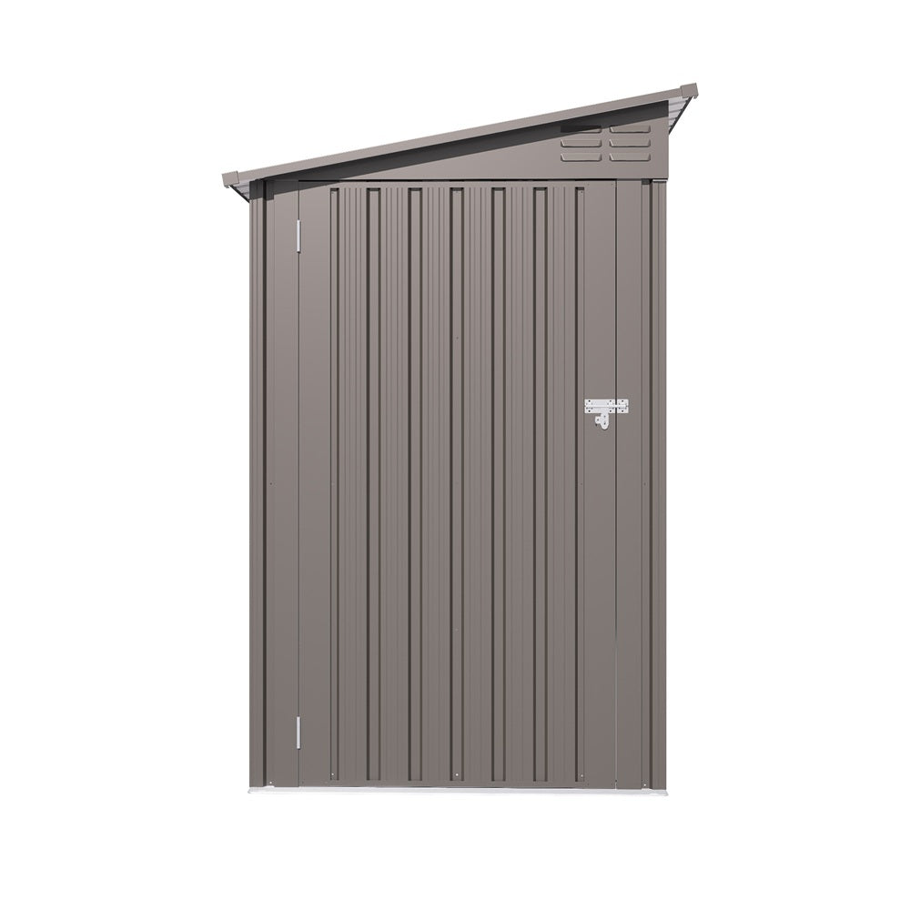 4 x 9 FT Outdoor Storage Shed, Metal Garden Shed Tool House with Sloping Roof,2 vents and 1 Side Open Door for Backyard, Garden,Patio, Garage, Lawn, Gray