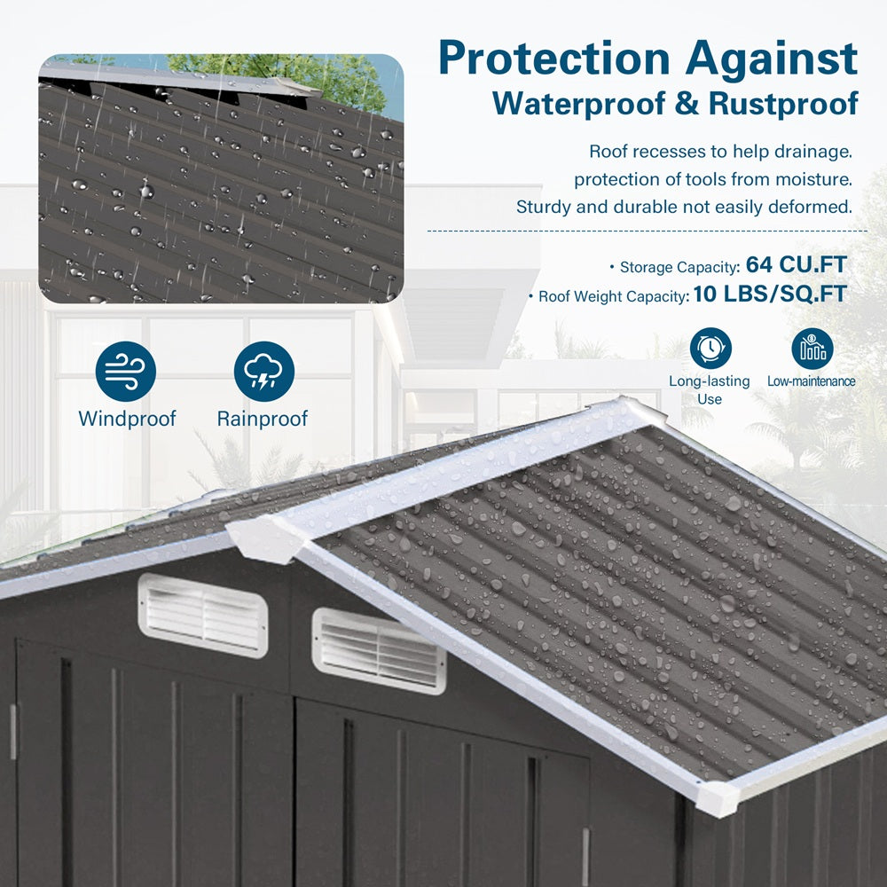 5 x 3 FT Metal Outdoor Storage Shed, Tool Shed with Peaked Roof Waterproof, Lockable Door Compact Metal Tool Shed for Garden, Backyard, Patio, Sundries and Bike Storage, Gray