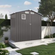 6 x 3.5FT Metal Outdoor Storage Shed, Tool Shed with Peaked Roof Watertight with Clear Window and Lockable Door Compact Metal Tool Room for Garden, Backyard, Patio, Sundries and Bike Storage, Gray