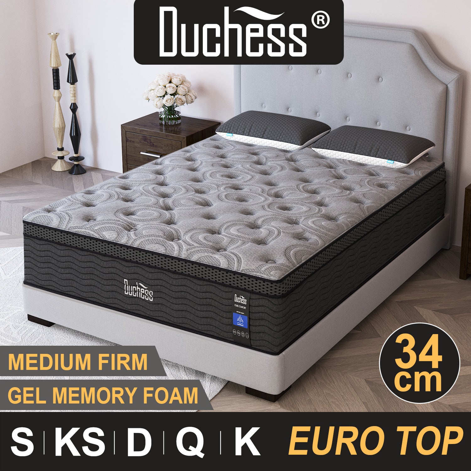 Duchess Pocket Spring Mattress Medium Firm Foam Queen Double King Single Bed