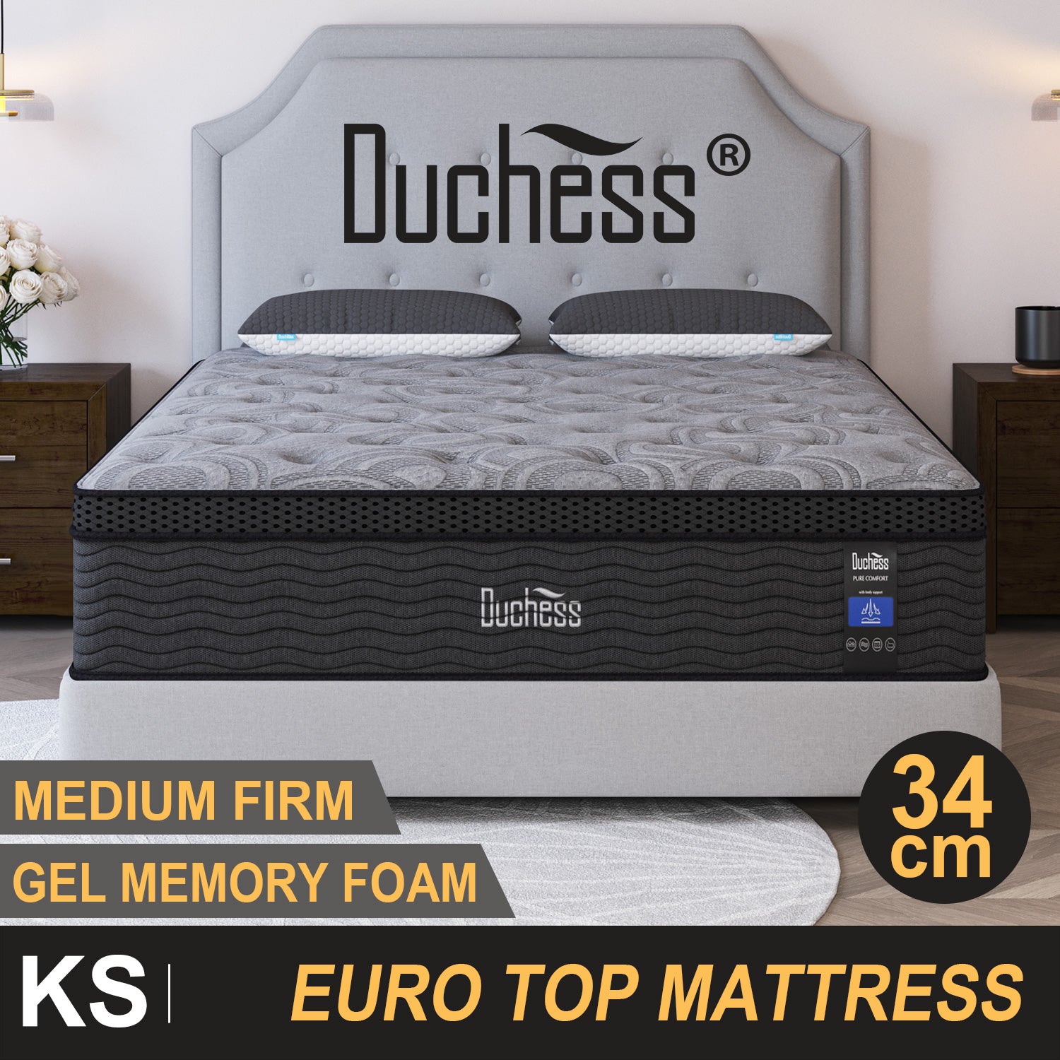 Duchess Pocket Spring Mattress Medium Firm Foam Queen Double King Single Bed
