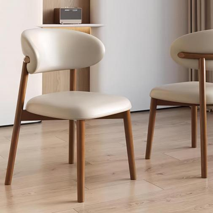 Dining Chair Set of 2 Leather Seat Kitchen Living Room Chair Bedroom Vanity Chair Desk Chair - White