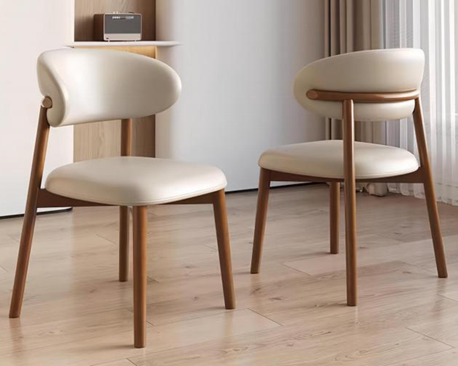 Dining Chair Set of 2 Leather Seat Kitchen Living Room Chair Bedroom Vanity Chair Desk Chair - White