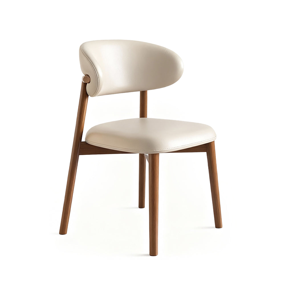 Dining Chair Set of 2 Leather Seat Kitchen Living Room Chair Bedroom Vanity Chair Desk Chair - White