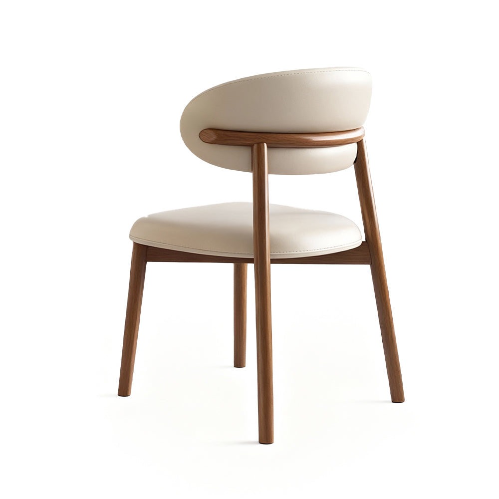 Dining Chair Set of 2 Leather Seat Kitchen Living Room Chair Bedroom Vanity Chair Desk Chair - White