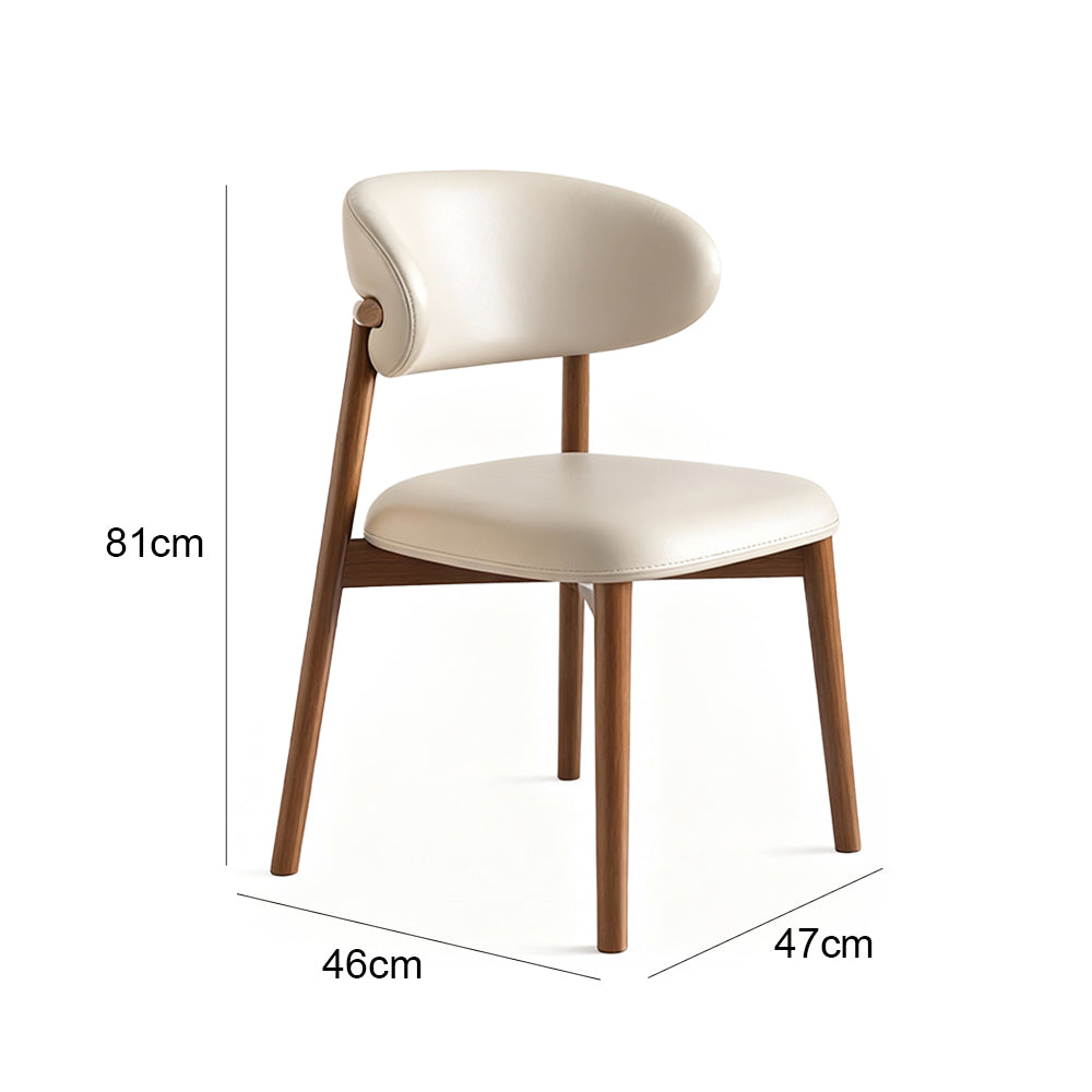 Dining Chair Set of 2 Leather Seat Kitchen Living Room Chair Bedroom Vanity Chair Desk Chair - White