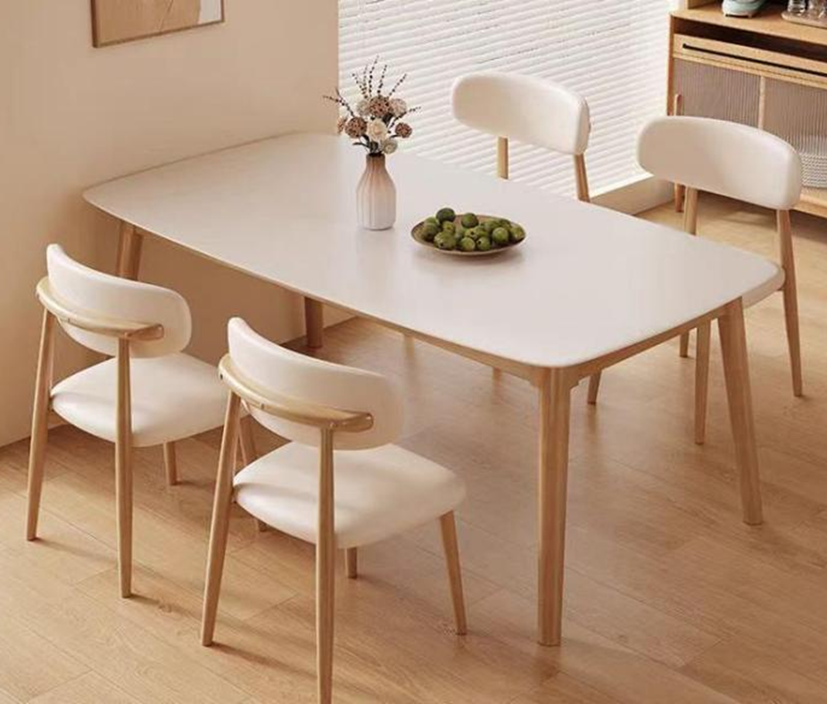 Dining Chair Set of 2 Leather Seat Kitchen Living Room Chair Bedroom Vanity Chair Desk Chair - White