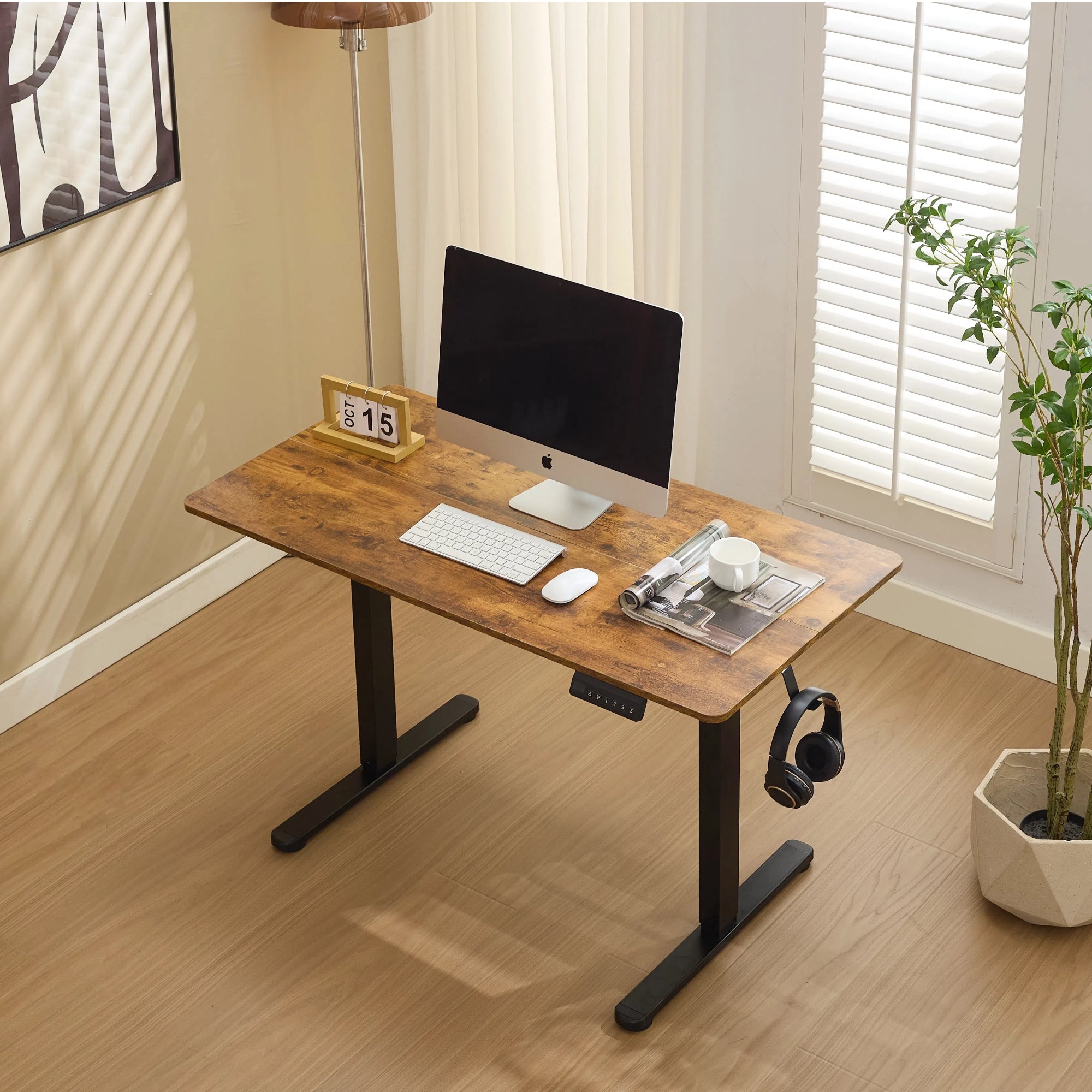 Electric Standing Desk 100x60cm Height Adjustable,  Sit & Stand Desk with Memory Controller