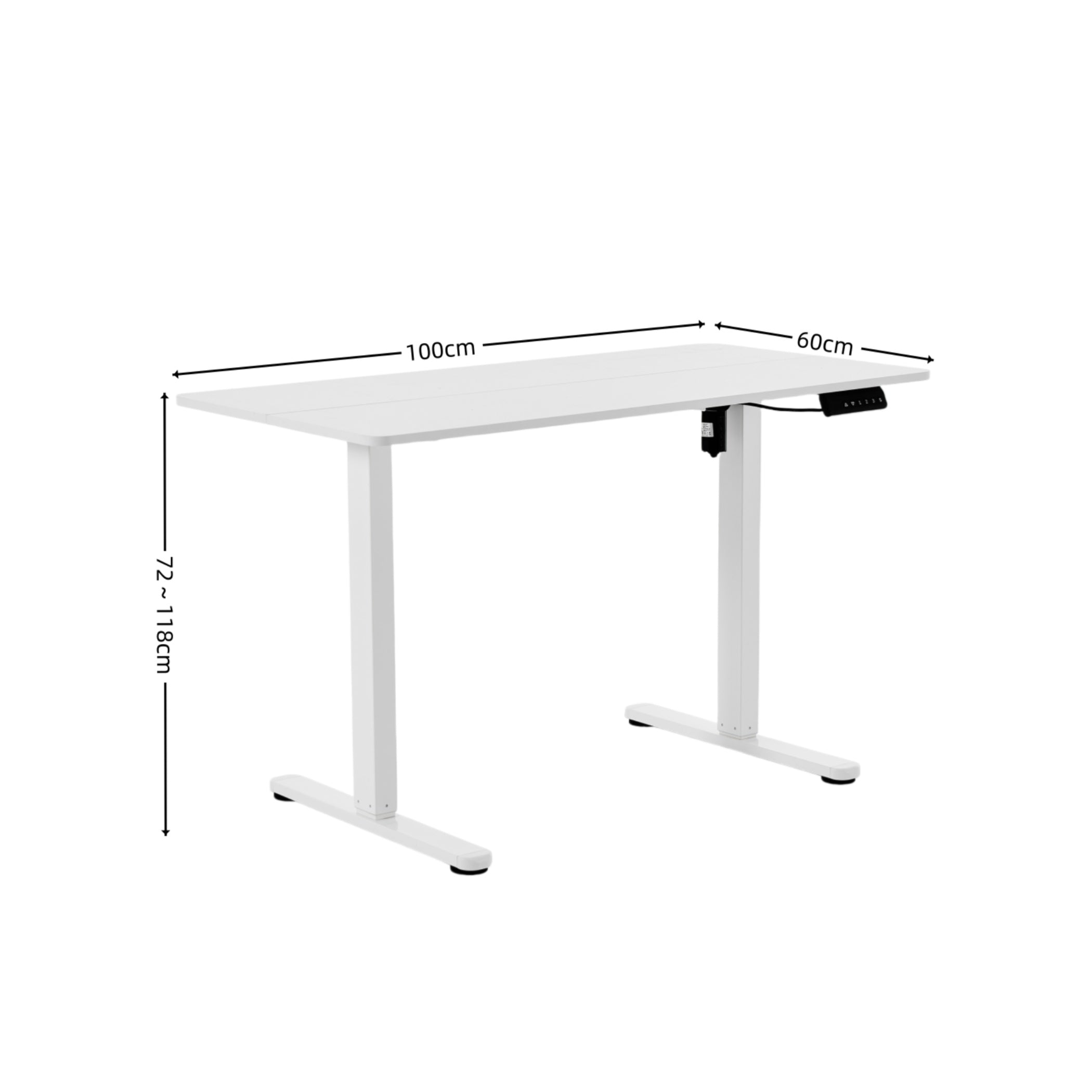 Electric Standing Desk 100x60cm Height Adjustable,  Sit & Stand Desk with Memory Controller