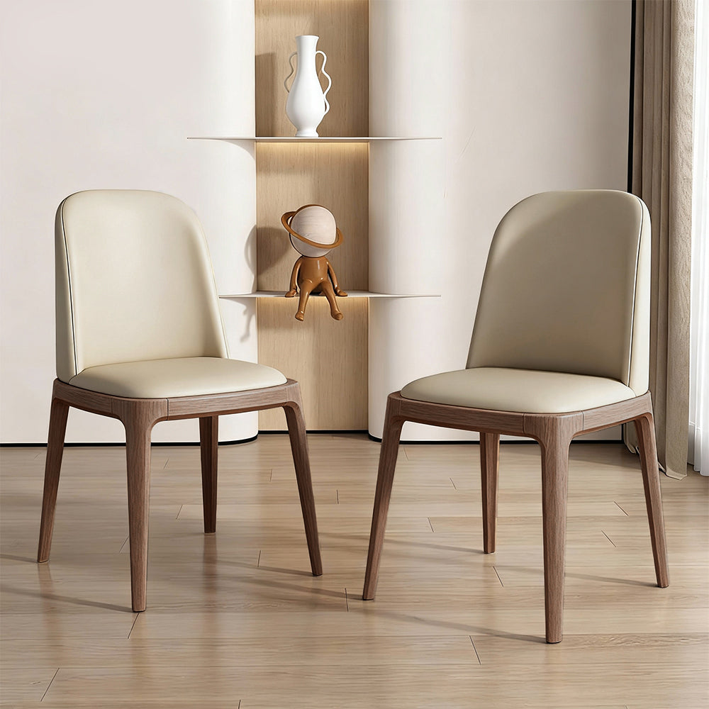 Dining Chair Set of 2 Leather Seat Kitchen Living Room Chair Bedroom Vanity Chair Desk Chair - Grey