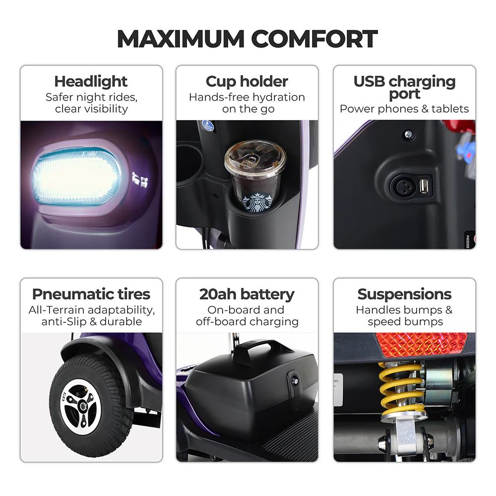 METRO MOBILITY Foldable 300W 24V 20Ah Electric Mobility Scooter