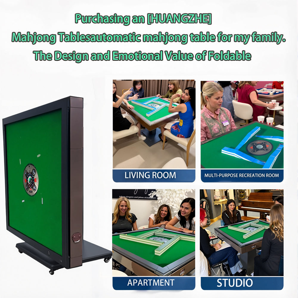 Automatic Mahjong Table 42mm, 144 Mahjong Tiles {Green Blue}, USB Charging. Silent Shuffling, Easy Installation