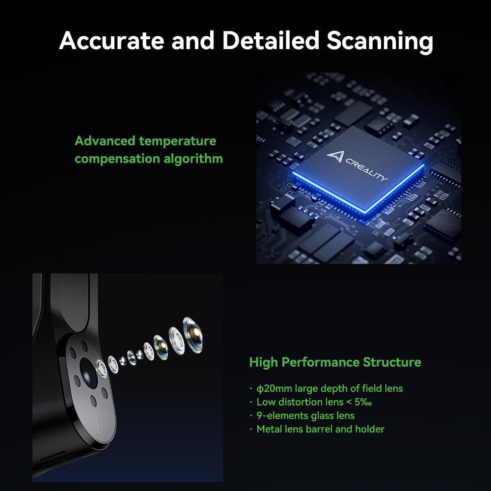 Creality CR-Scan Raptor, Hybrid Blue Laser & NlR, Metrology Grade Accuracy