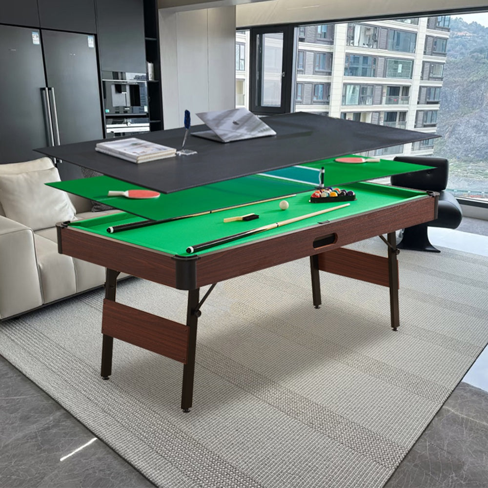 6FT 3 in 1 Foldable Mutifunction Billiard Pool Table with Full Accessories