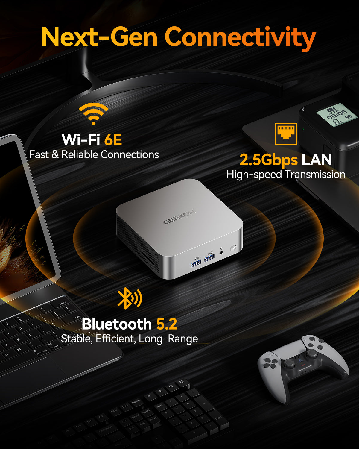 GEEKOM A8 Mini PC with AMD Ryzen 9 8945HS (Beats 8745HS), 3-Year Coverage, 32GB DDR5 RAM 2TB PCIe 4.0 NVMe SSD, Windows 11 Pro Mini Desktop Computers, AMD Ryzen AI/Radeon 780M/WiFi 6E/USB4/8K/SD Slot