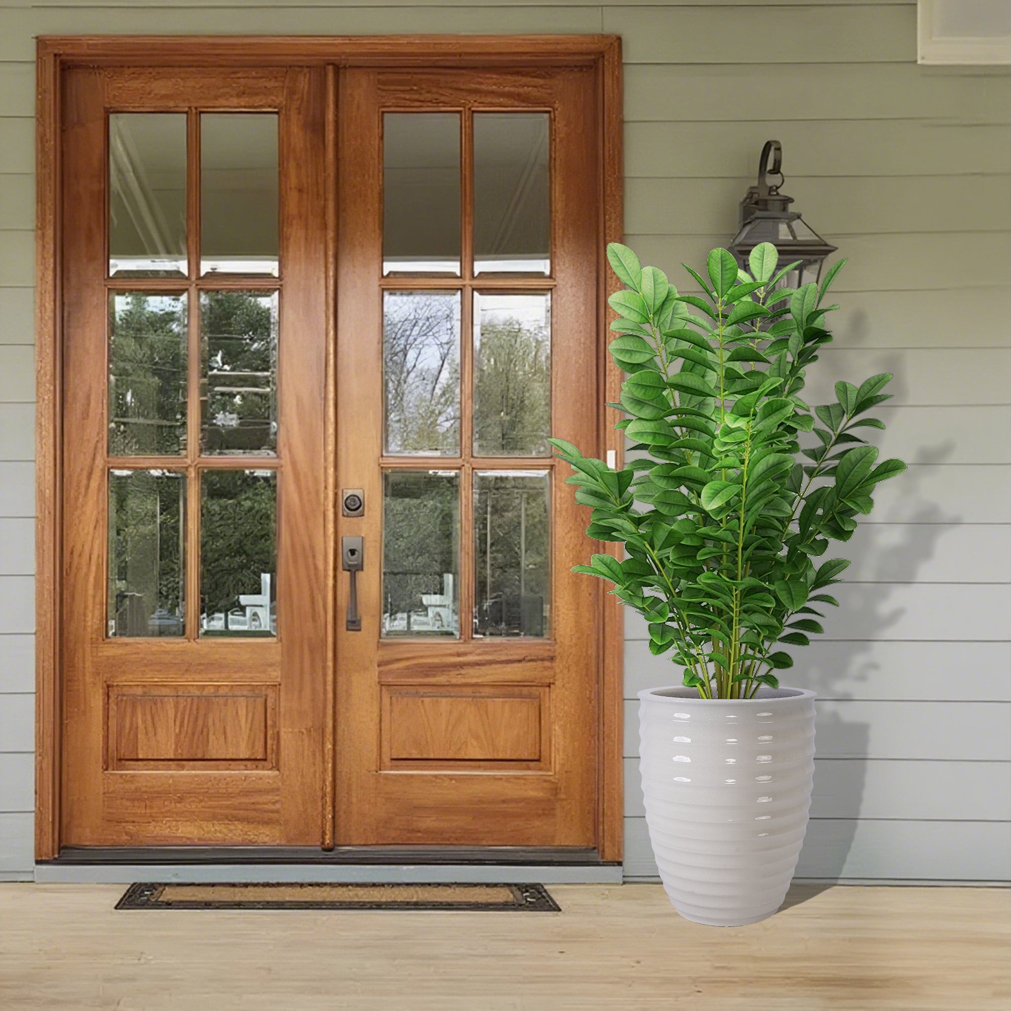 Ceramic Flowerpot, Modern Planter for Patio, Garden, Windowsill - Milk White