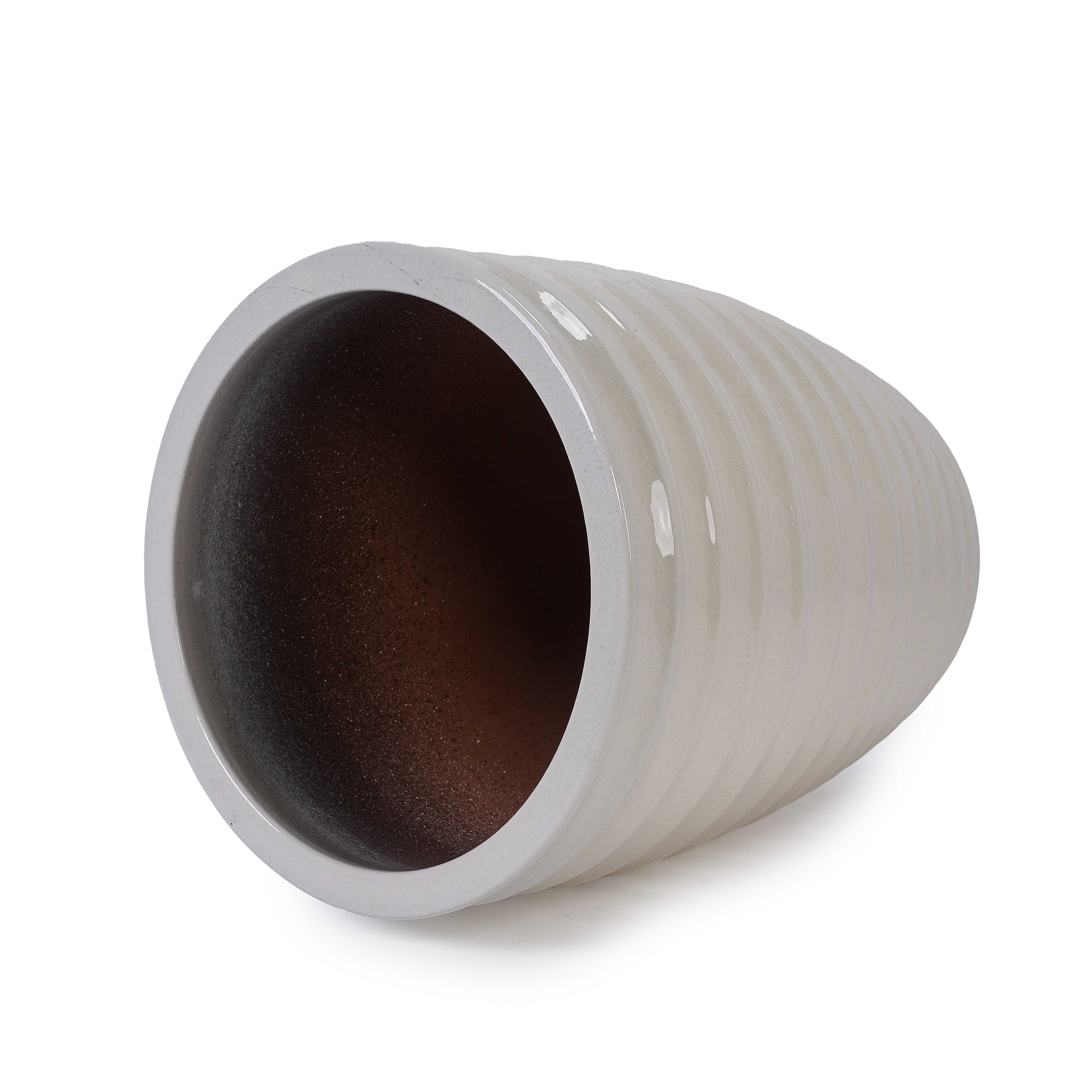 Ceramic Flowerpot, Modern Planter for Patio, Garden, Windowsill - Milk White