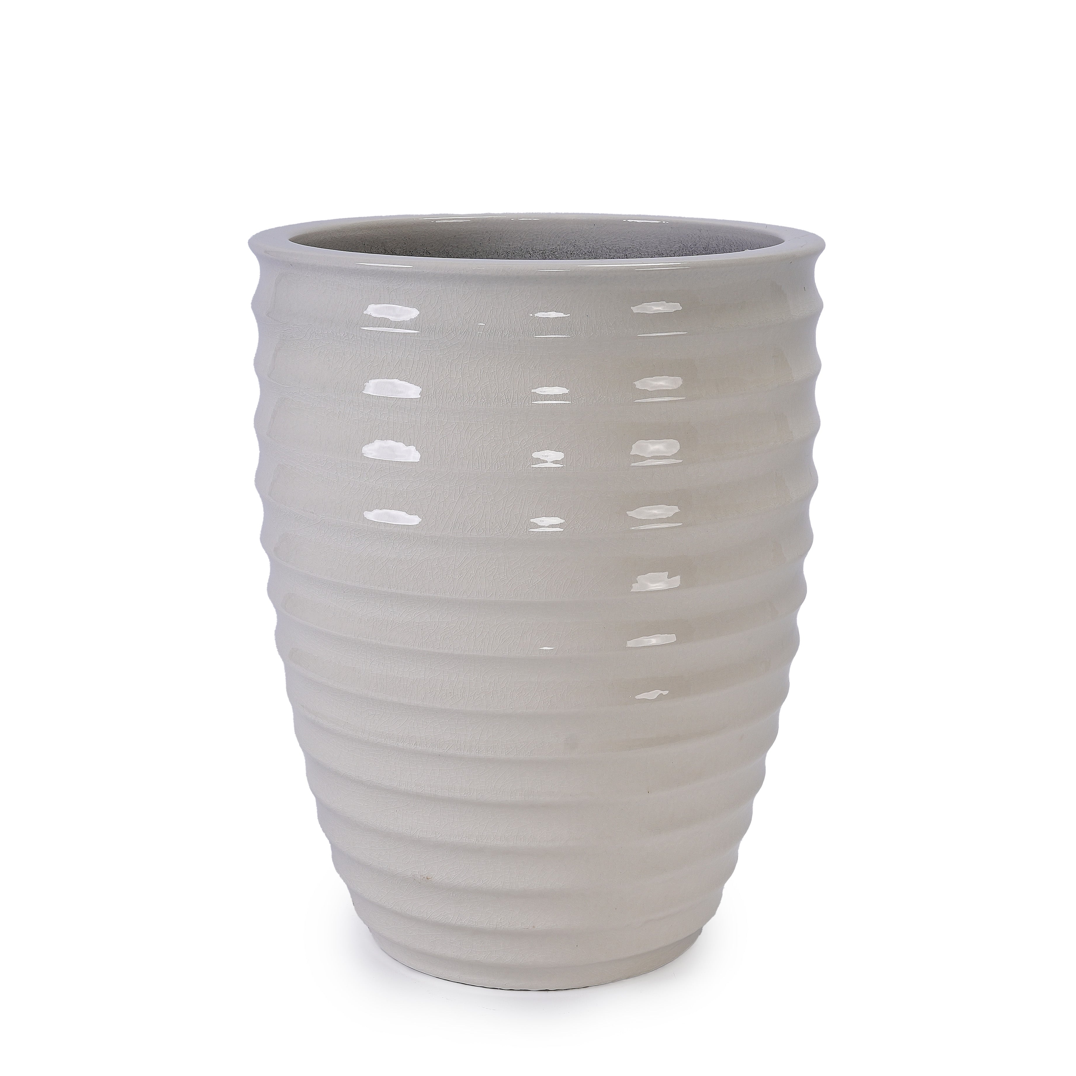 Ceramic Flowerpot, Modern Planter for Patio, Garden, Windowsill - Milk White