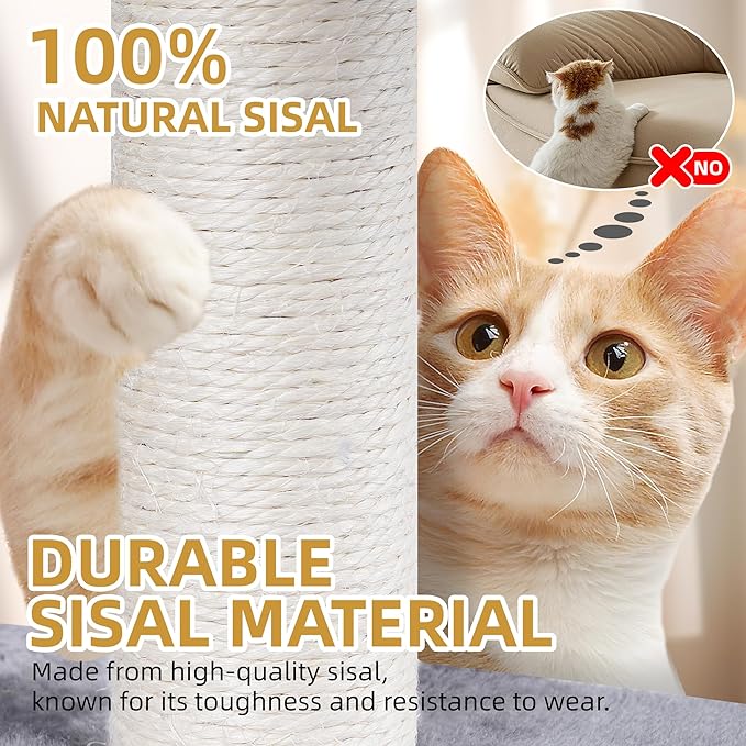 Cat Tree Tower with Scratching Posts,Activity Centre Climbing Tree Furniture with Cat Condo and Two Hammocks,Grey