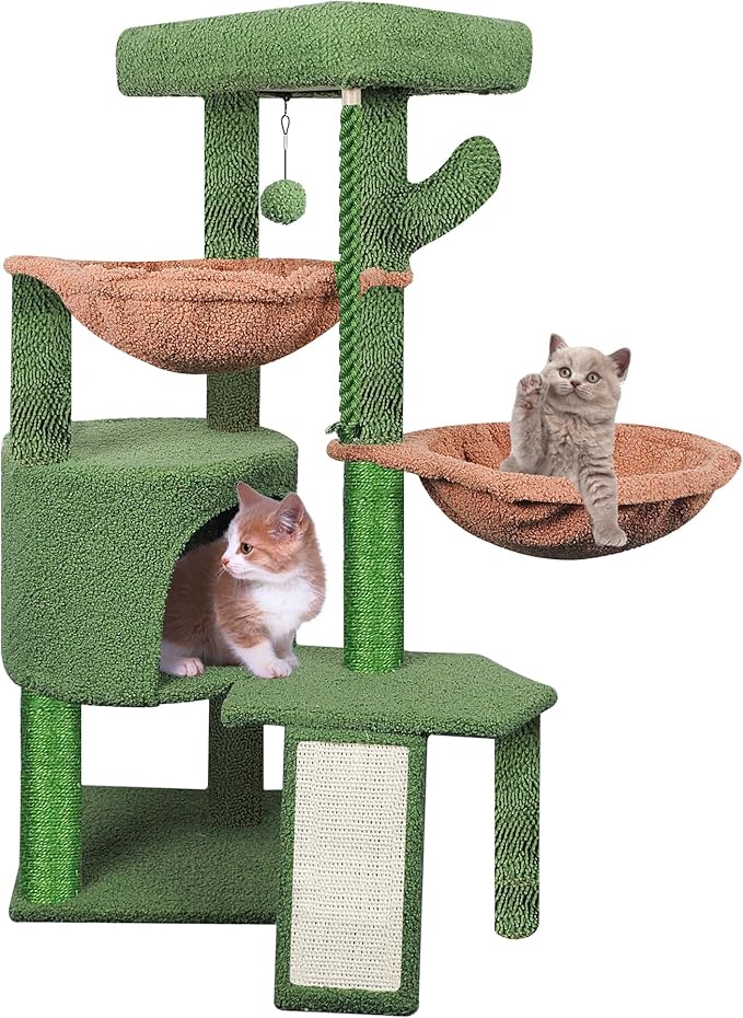 Cat Tree Tower with Scratching Posts,Activity Centre Climbing Tree Furniture with Cat Condo and Two Hammocks,Grey