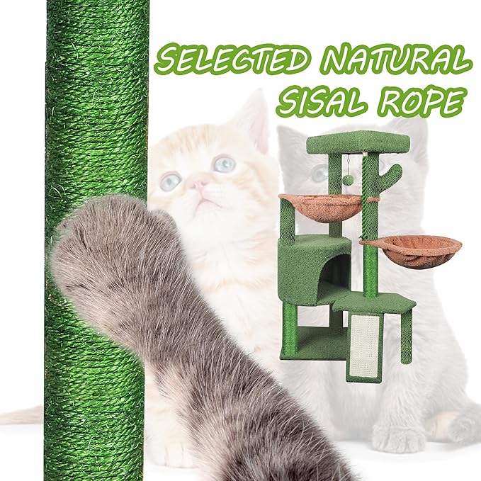 Cat Tree Tower with Scratching Posts,Activity Centre Climbing Tree Furniture with Cat Condo and Two Hammocks,Grey