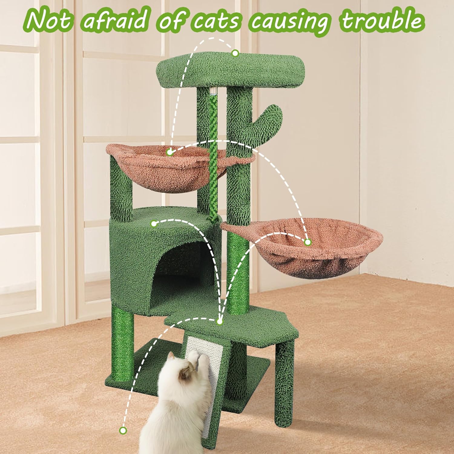 Cat Tree Tower with Scratching Posts,Activity Centre Climbing Tree Furniture with Cat Condo and Two Hammocks,Grey