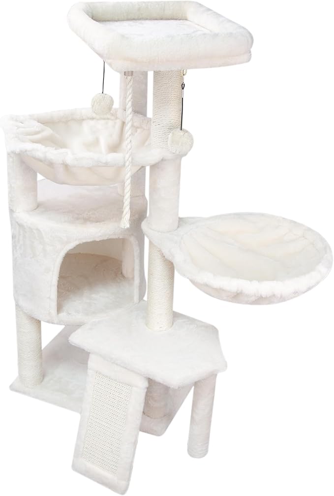 Cat Tree Tower with Scratching Posts,Activity Centre Climbing Tree Furniture with Cat Condo and Two Hammocks,Grey