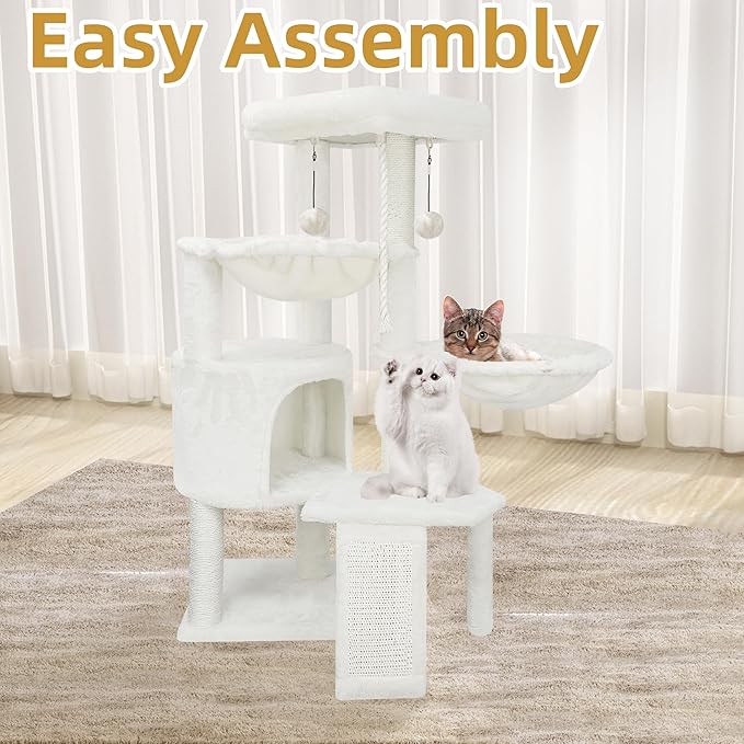 Cat Tree Tower with Scratching Posts,Activity Centre Climbing Tree Furniture with Cat Condo and Two Hammocks,Grey