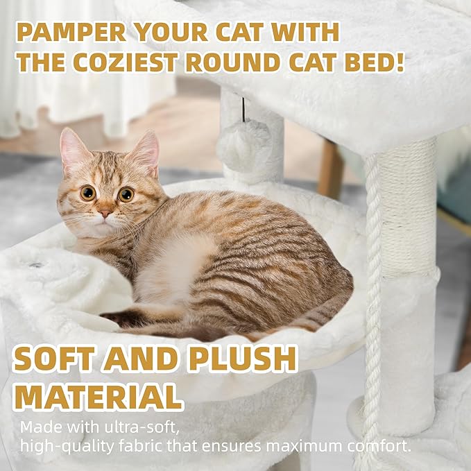 Cat Tree Tower with Scratching Posts,Activity Centre Climbing Tree Furniture with Cat Condo and Two Hammocks,Grey