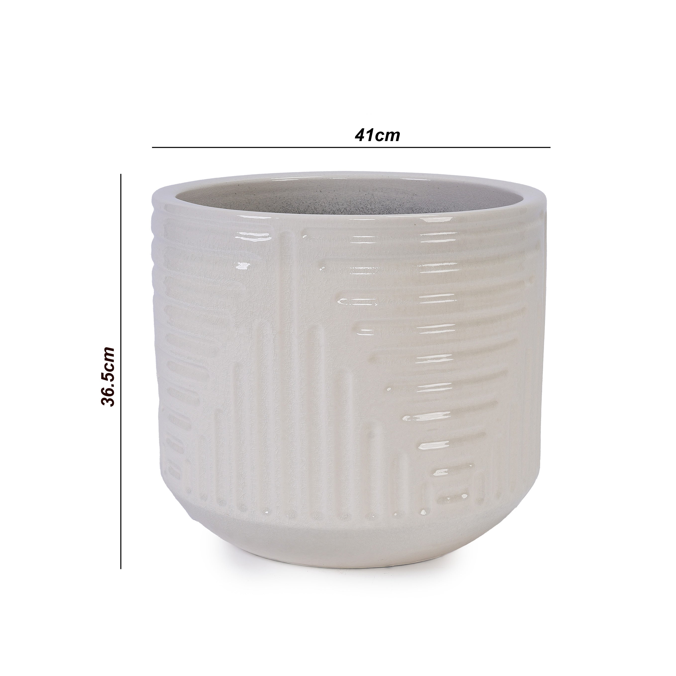 Ceramic Flowerpot, Modern Planter for Patio, Garden, Windowsill - White