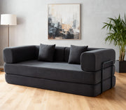 Folding Corduroy Sofa Bed with Pillows