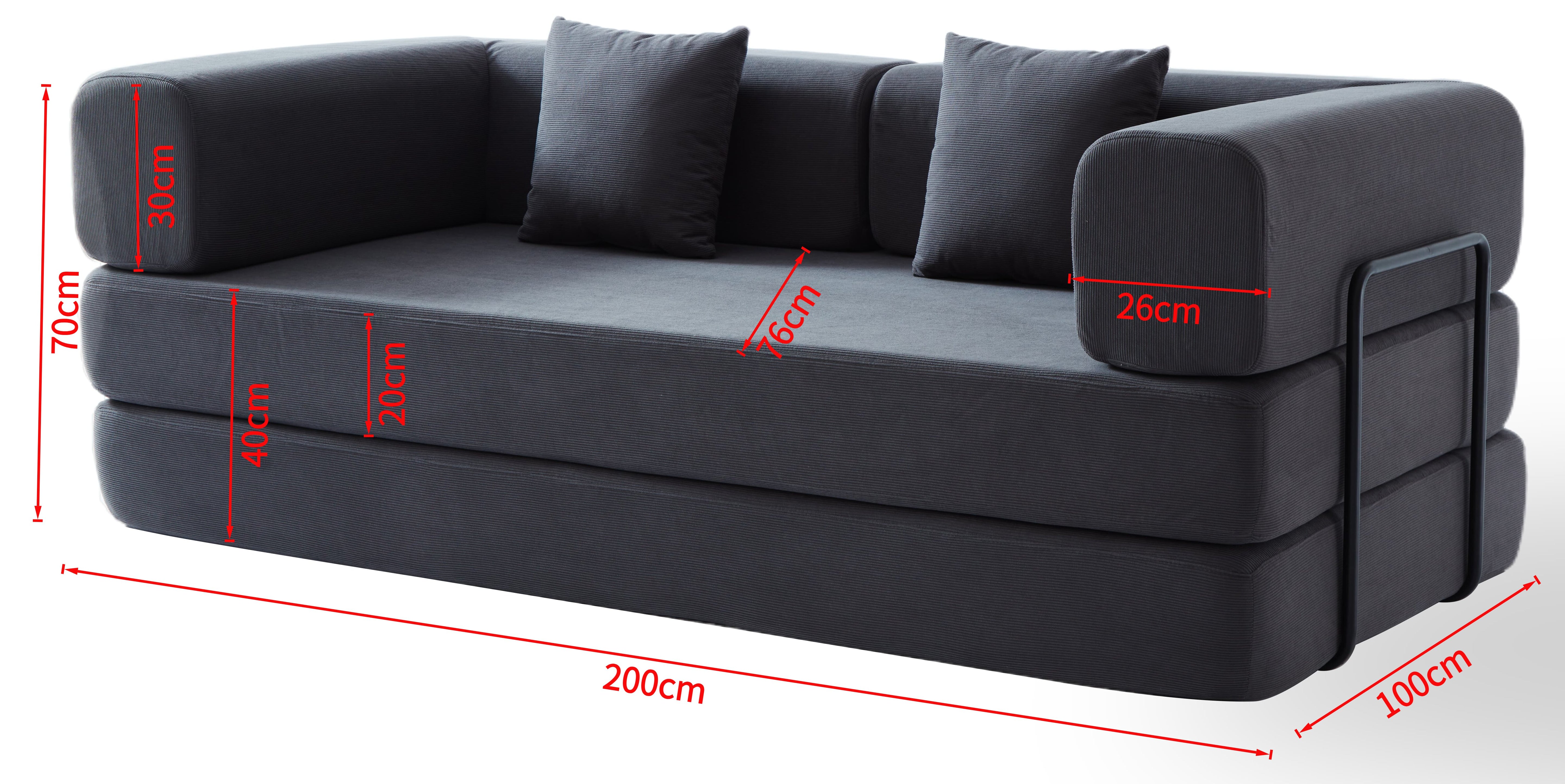 Convertible Sleeper Sofa Bed with Cylindrical Pillow, Corduroy Folding Mattress Couch with Fixed-Shape Frame, Floor Sofa Lounge Couch for Living Room Bedroom Lounge Studio