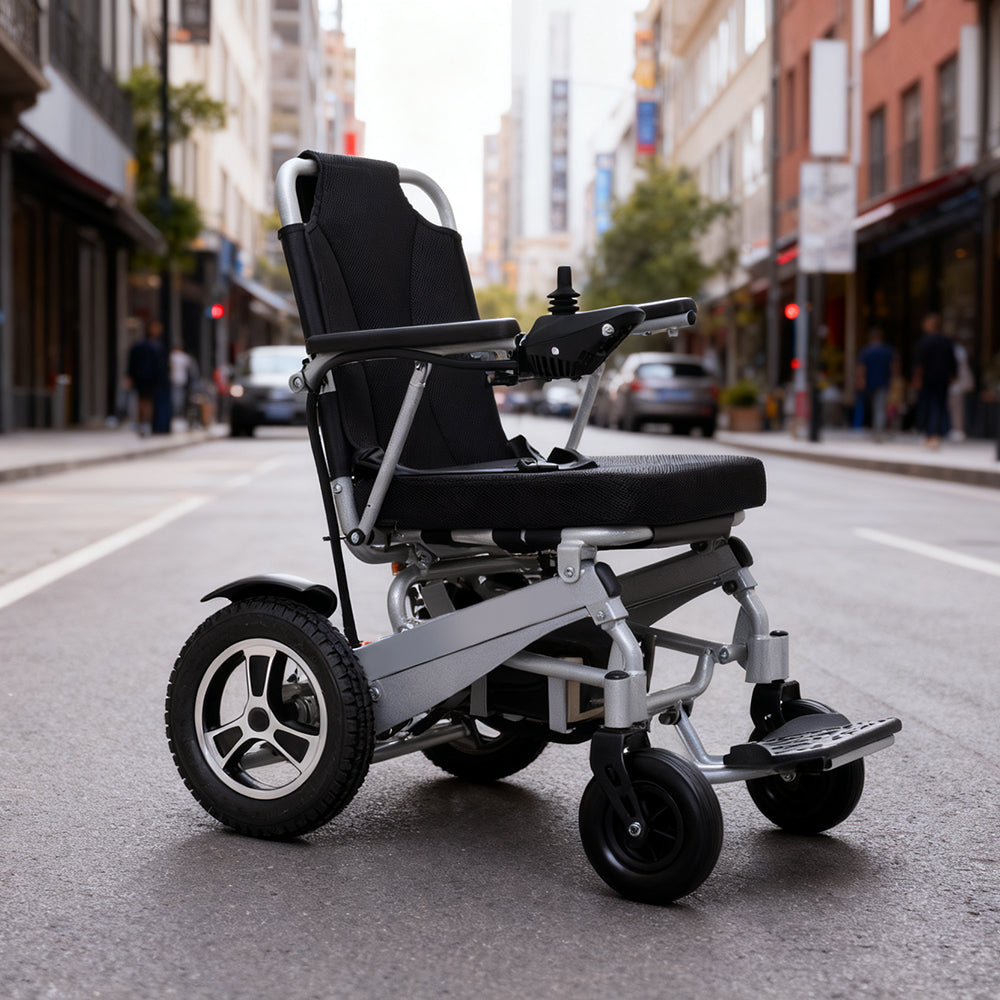 Electric wheelchair with aluminum alloy frame