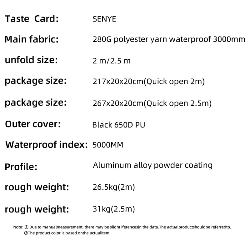 270 degree car side tent for sun and rain protection, aluminum alloy black rubber canopy on the side, SUV outdoor quick opening, side fan-shaped tent