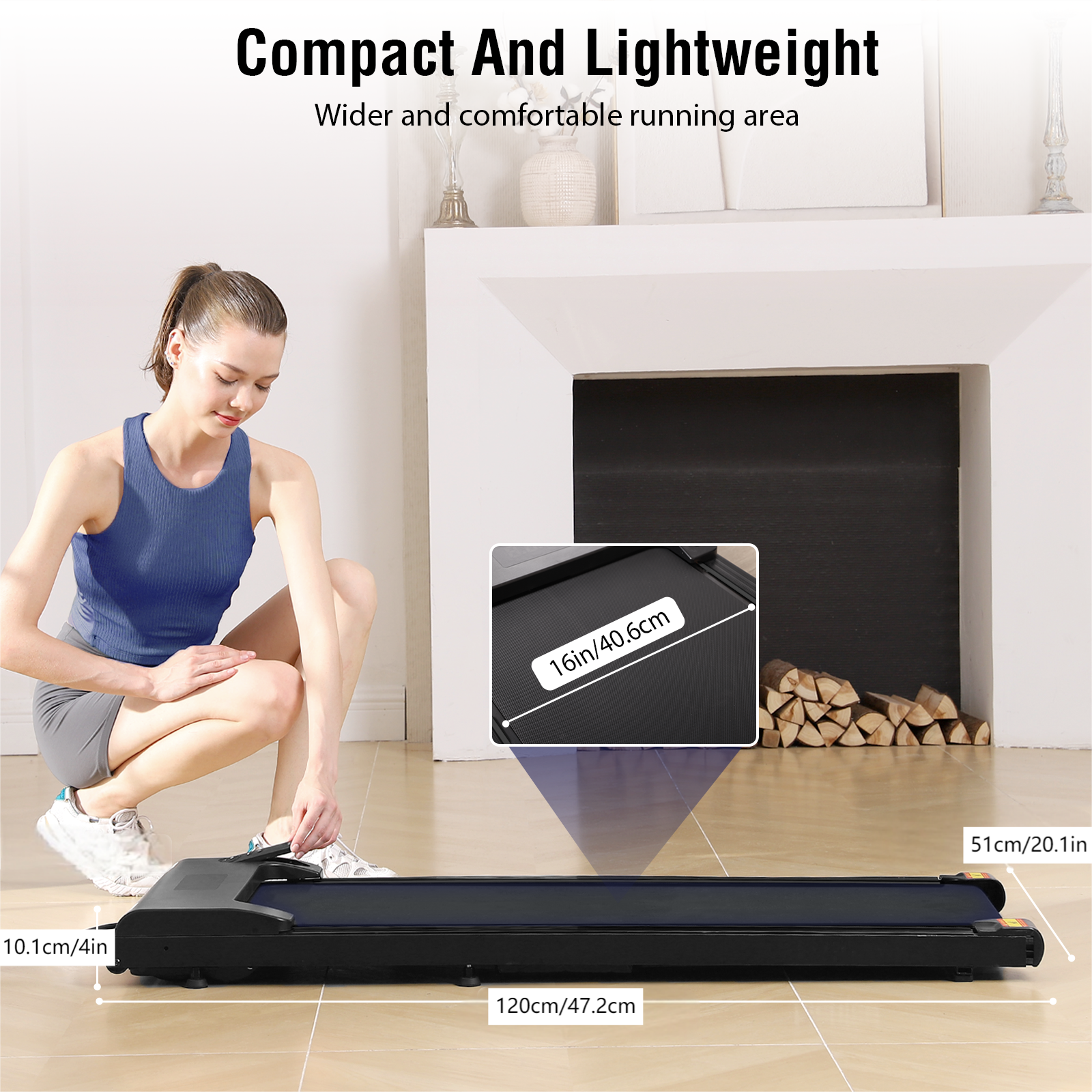 Female Treadmill Walking Pad Adjustment Home Office Gym Fitness Easy Portable