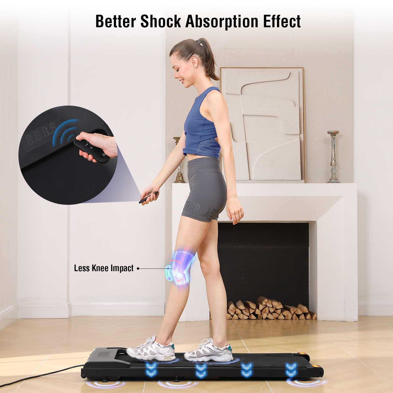 Female Treadmill Walking Pad Adjustment Home Office Gym Fitness Easy Portable