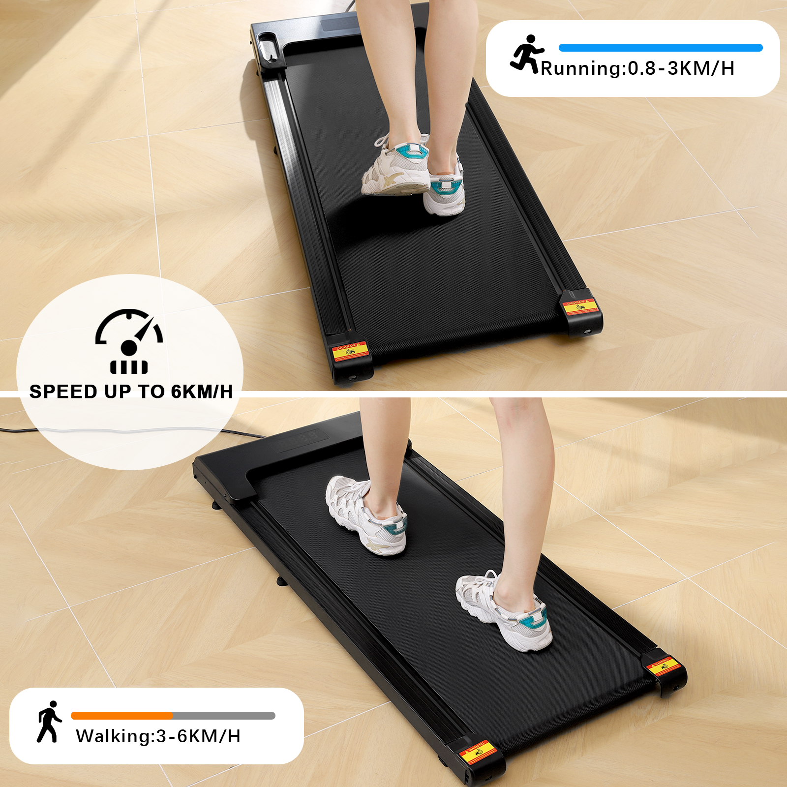 Female Treadmill Walking Pad Adjustment Home Office Gym Fitness Easy Portable