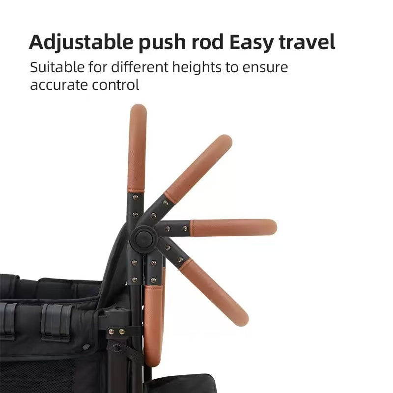 Foldable 4-Wheel Stroller - Ideal for Family Trips with Kids, 2-Seater Children's Travel Mountain Stroller