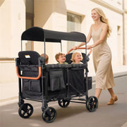 Foldable 4-Wheel Stroller - Ideal for Family Trips with Kids, 2-Seater Children's Travel Mountain Stroller